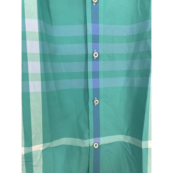 Southern Tide Trim Fit Medium Blue Green Stripe Long Sleeve Mens Button Shirt - Picture 4 of 7